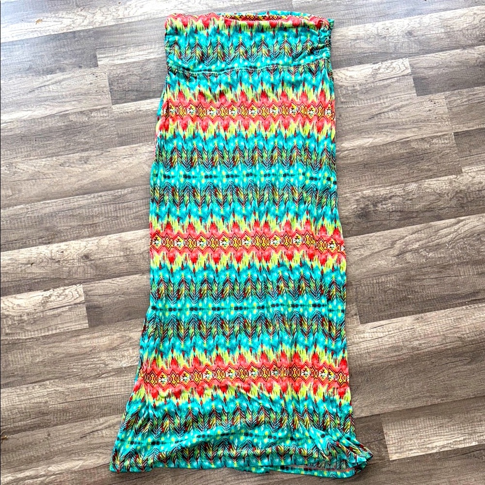Bongo Colorful Patterned Maxi Skirt XL